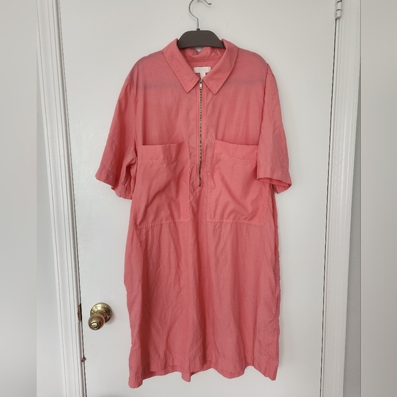 COS Zip Up Coral Shirt Dress Size 10 - Picture 5 of 6